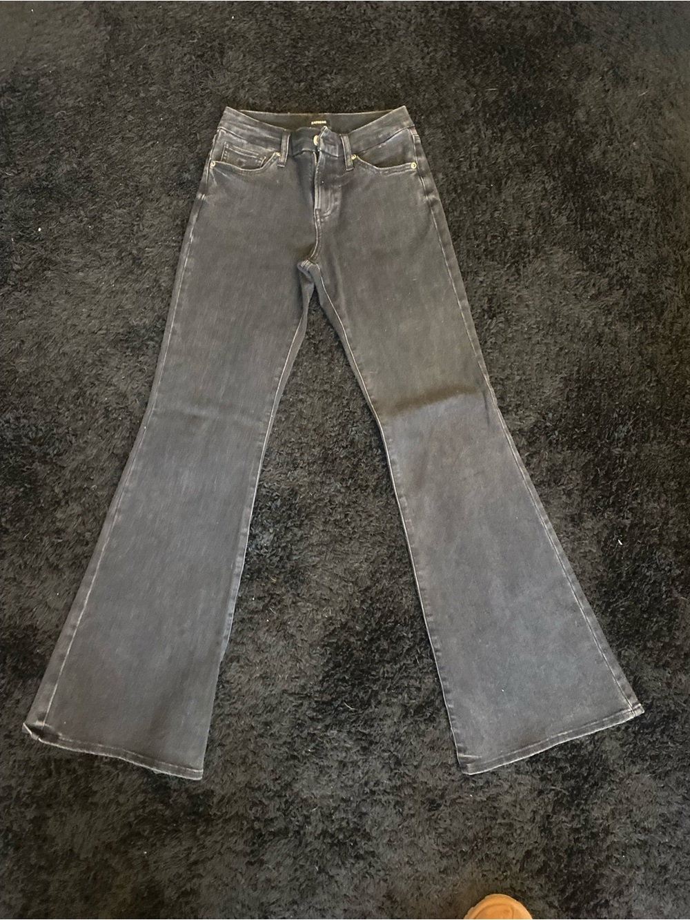 Express Women's Washed Black Flare Jeans